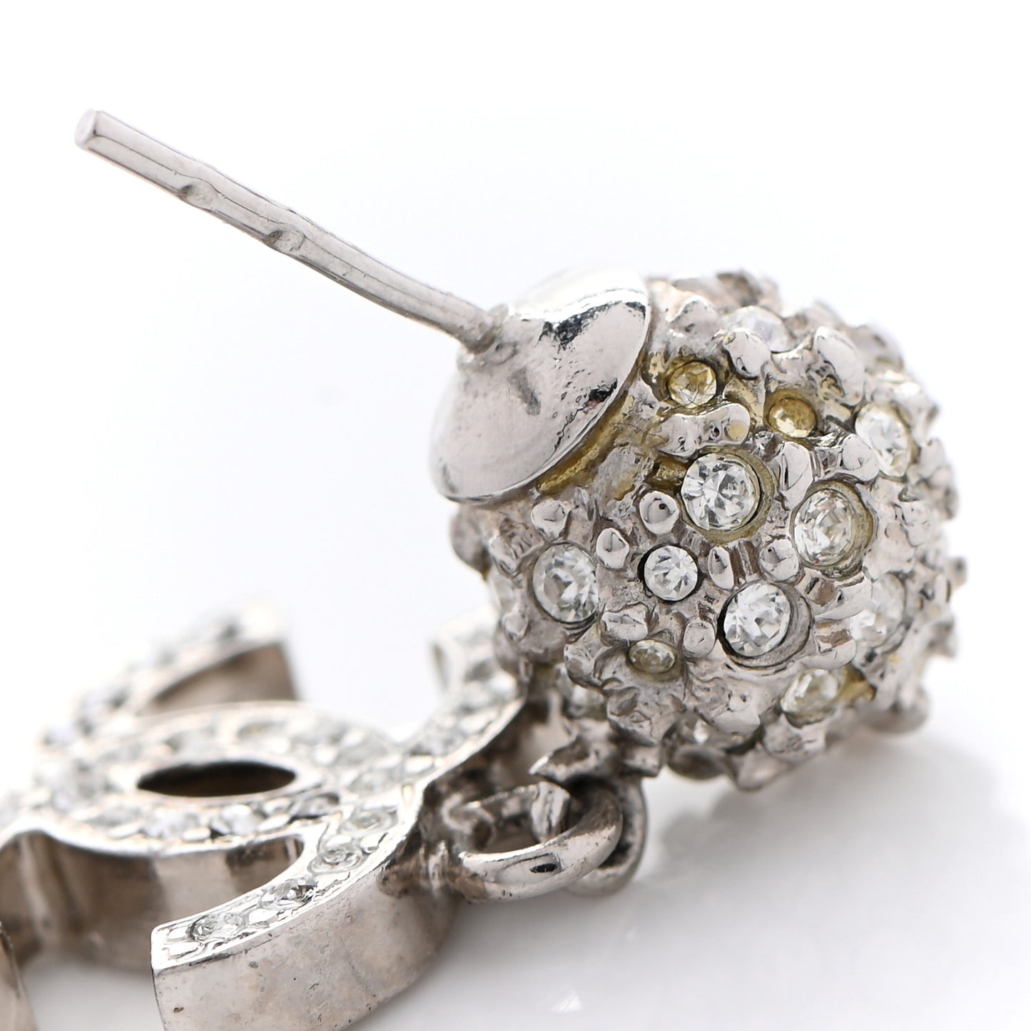 Crystal CC Drop Earrings Silver