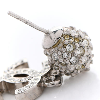 Chanel Crystal CC Drop Earrings Silver 9 of 9