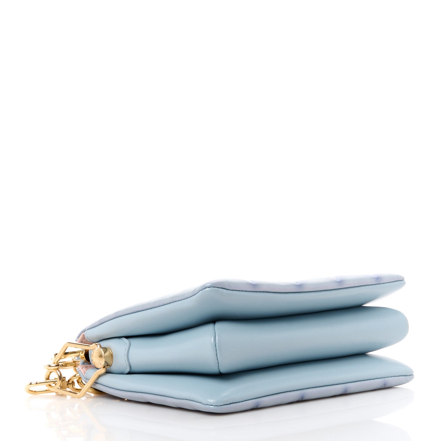 LOUIS VUITTON Metallic Lambskin Embossed Monogram Coussin BB Blue