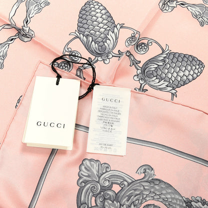 Gucci Silk Twill Lady Kingdom Square Scarf Rose Light Grey 3 of 4