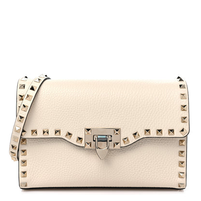 Valentino Garavani Pebbled Calfskin Medium Rockstud Flip Lock Crossbody Bag Light Ivory 1 of 8