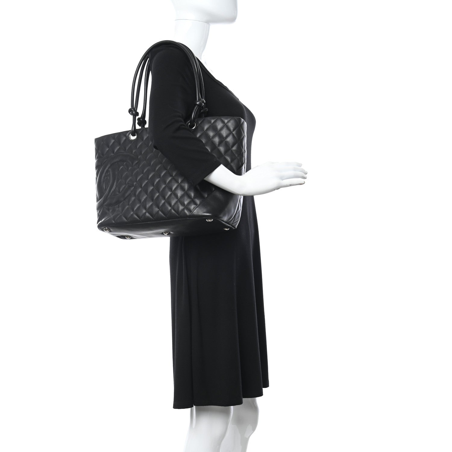 Chanel Calfskin Quilted Large Cambon Tote Black 2 of 15