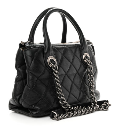 Chanel Shiny Sheepskin Quilted Small Shopping Tote Black 3 of 15