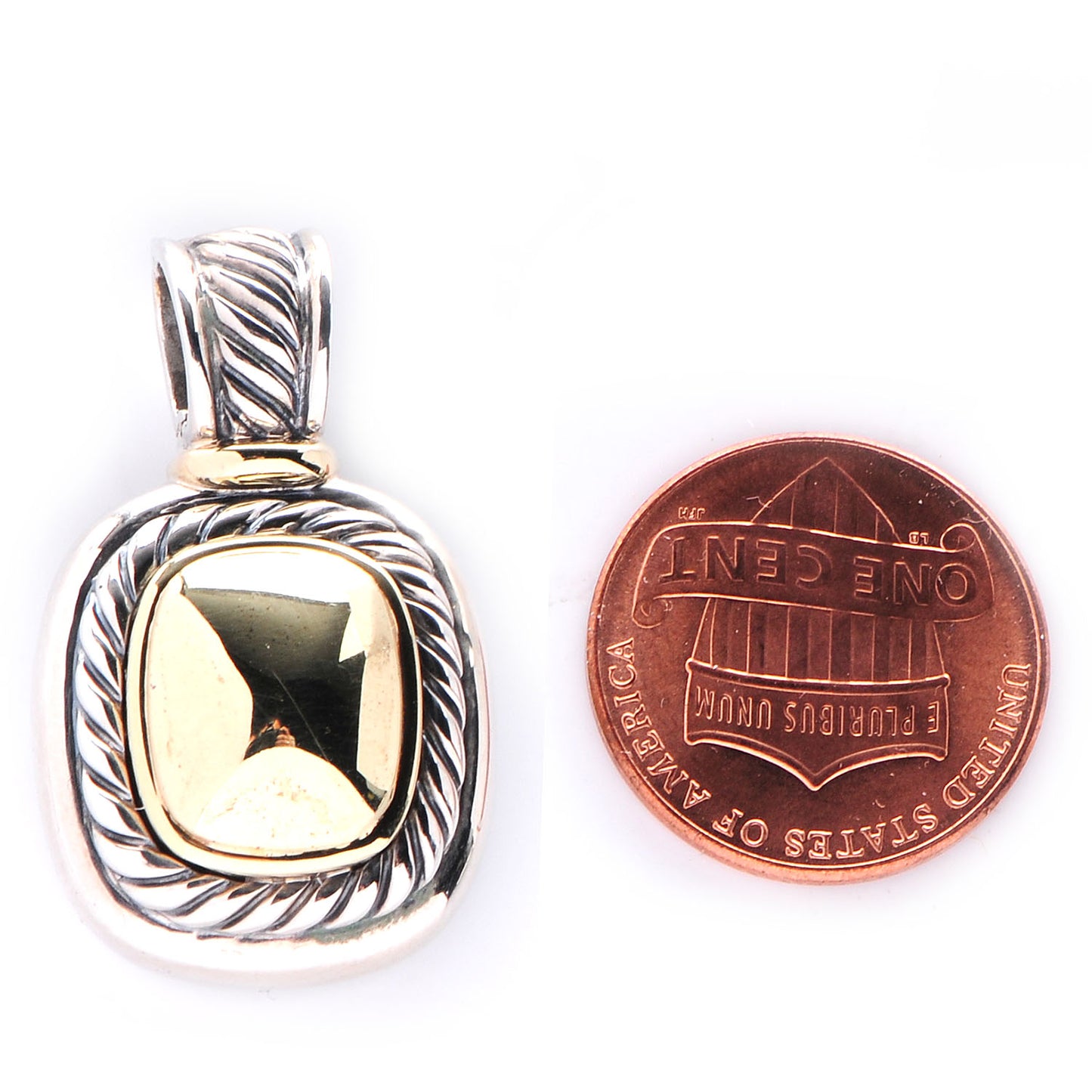 Sterling Silver 14K Gold Dome 12mm Albion Enhancer Pendant