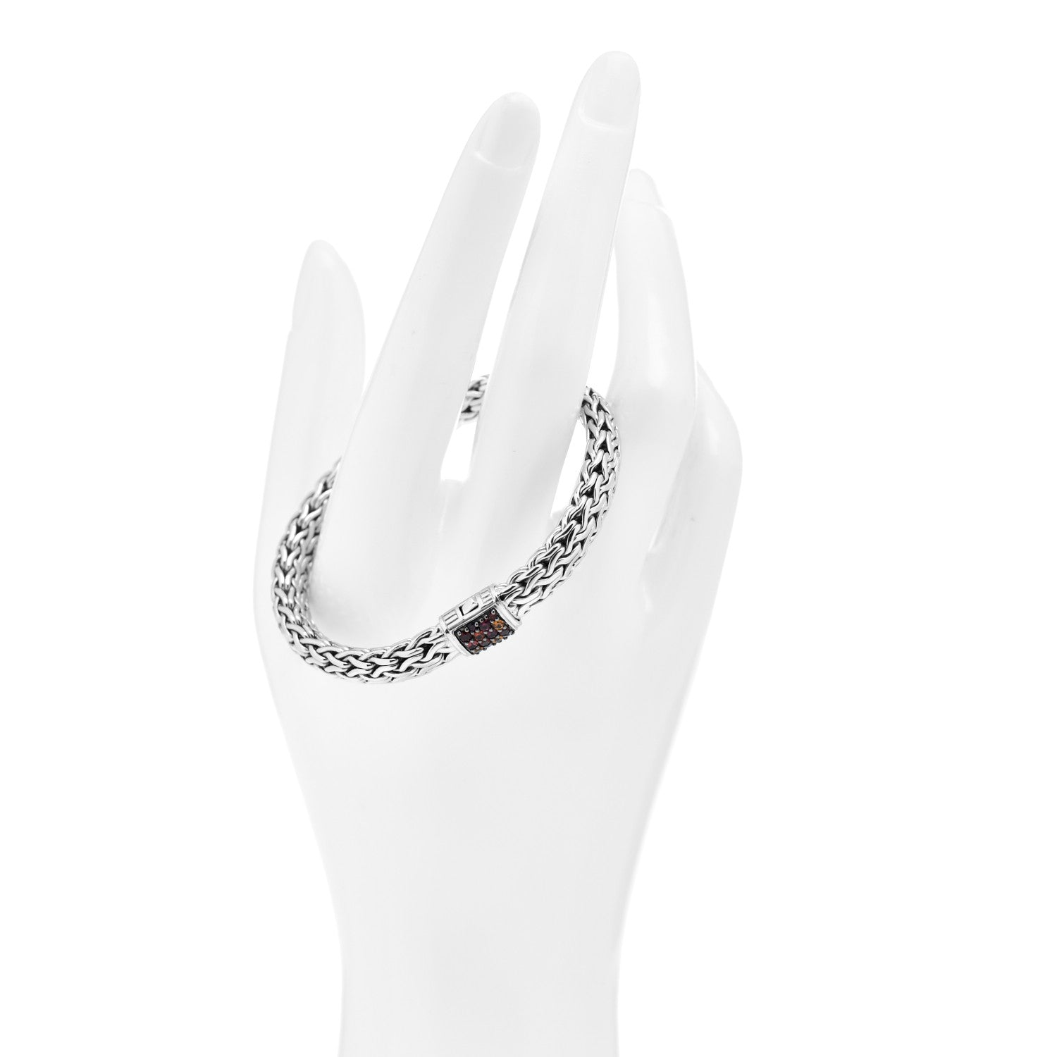 John Hardy Sterling Silver Garnet Station Classic Chain Bracelet 2 of 4