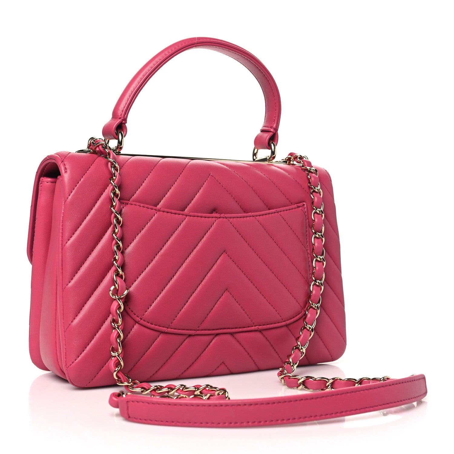 Chanel Lambskin Chevron Quilted Small Trendy CC Dual Handle Flap Bag Pink 3 of 11