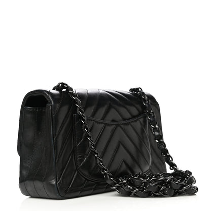 Chanel Lambskin Chevron Quilted Mini Rectangular Flap So Black 3 of 29