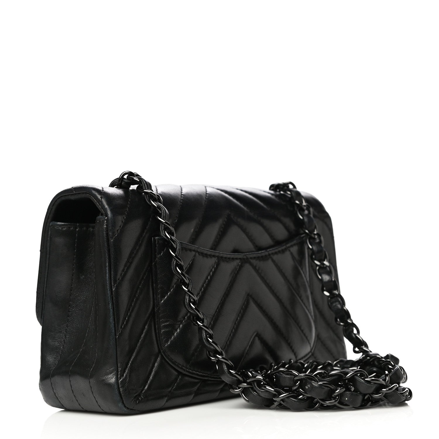 Chanel Lambskin Chevron Quilted Mini Rectangular Flap So Black 3 of 29