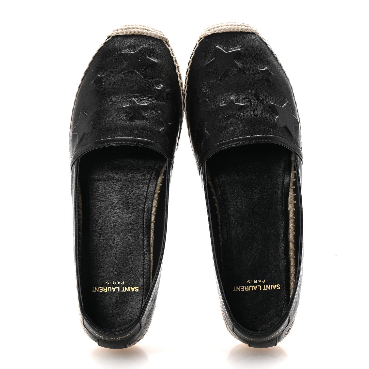 Saint Laurent Nappa Embossed Stars Espadrilles 35.5 Black 2 of 11