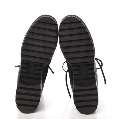 Louis Vuitton Suede Calfskin Damier Azur Overcloud Laureate Platform Desert Boots 38.5 Black 5 of 8