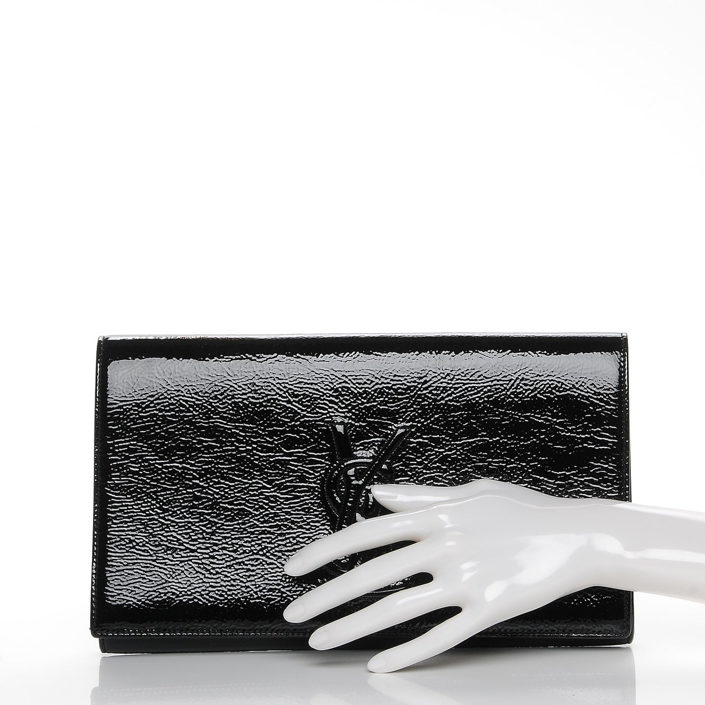 Textured Patent Monogram Large Belle De Jour Clutch Black