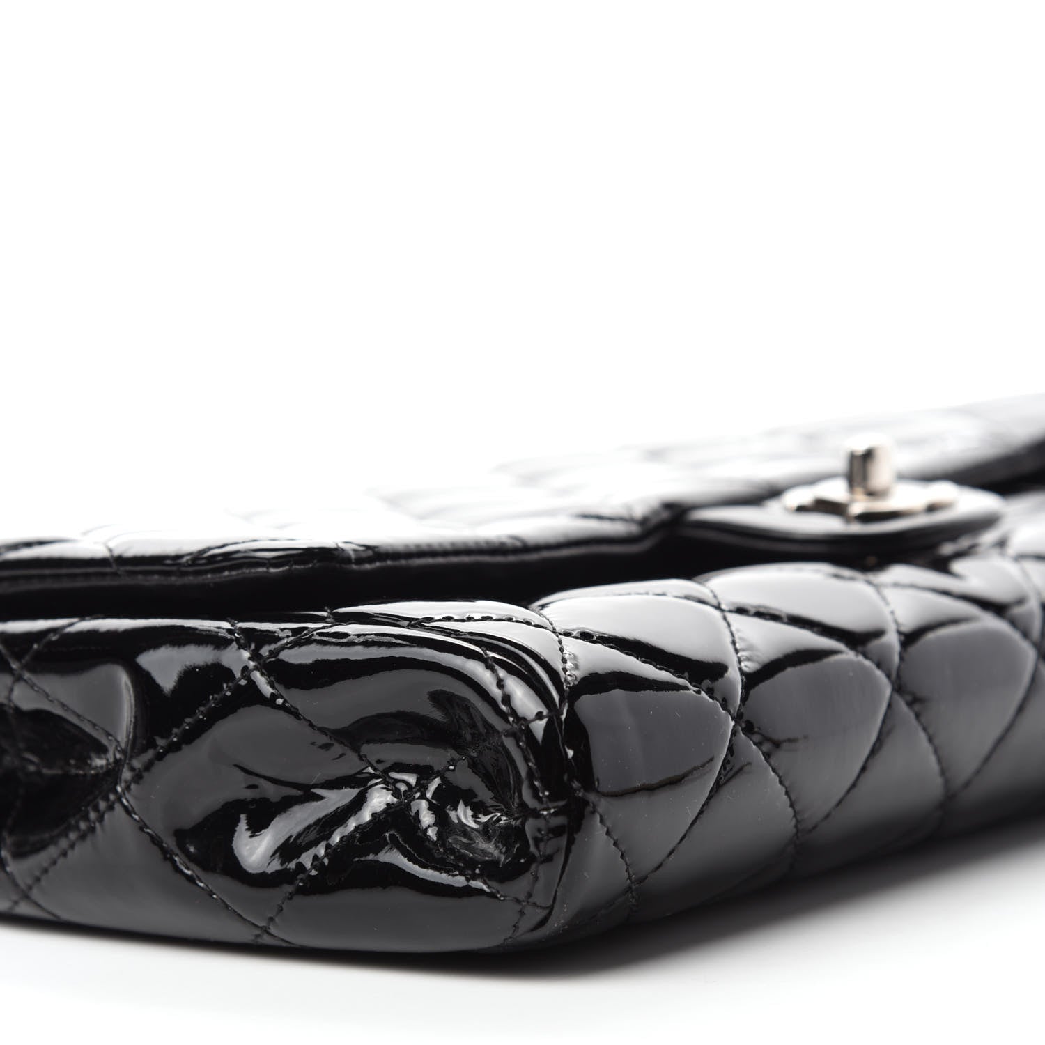 Chanel Patent Quilted Clutch with Chain Flap Black 6 of 10
