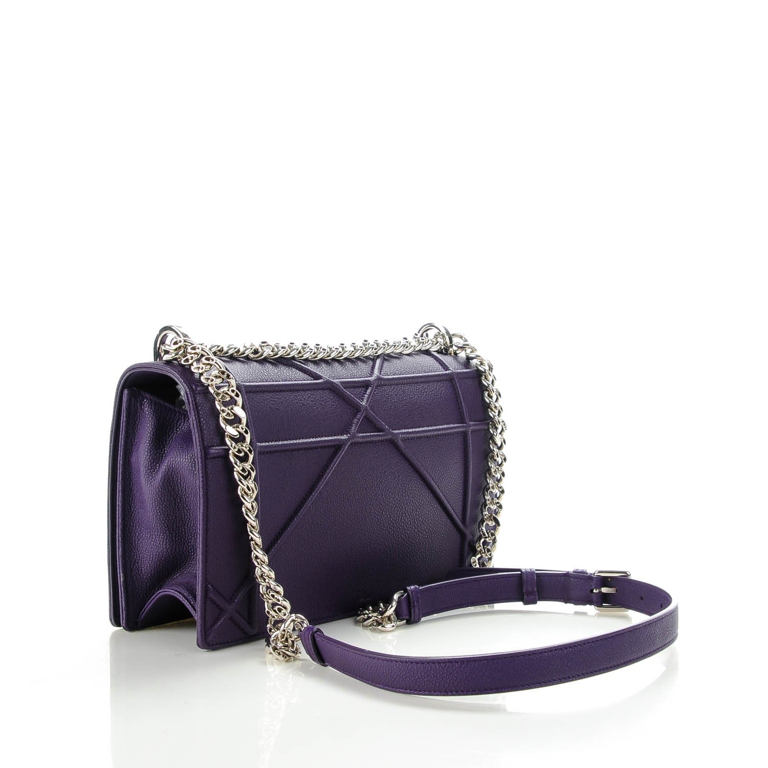 Christian Dior Grained Calfskin Medium Diorama Flap Bag Purple 3 of 7