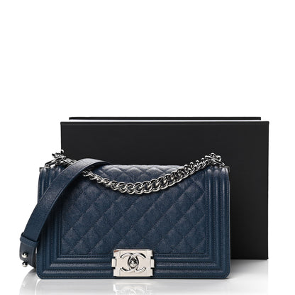 Chanel Iridescent Caviar Quilted Medium Boy Flap Blue 13 of 13