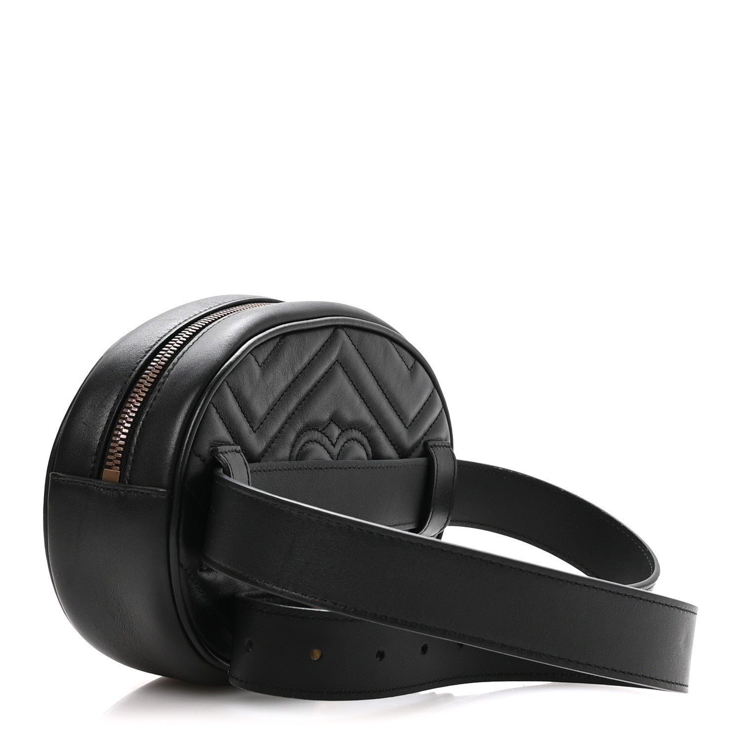 Gucci Calfskin Matelasse GG Marmont Belt Bag 95 38 Black 3 of 10