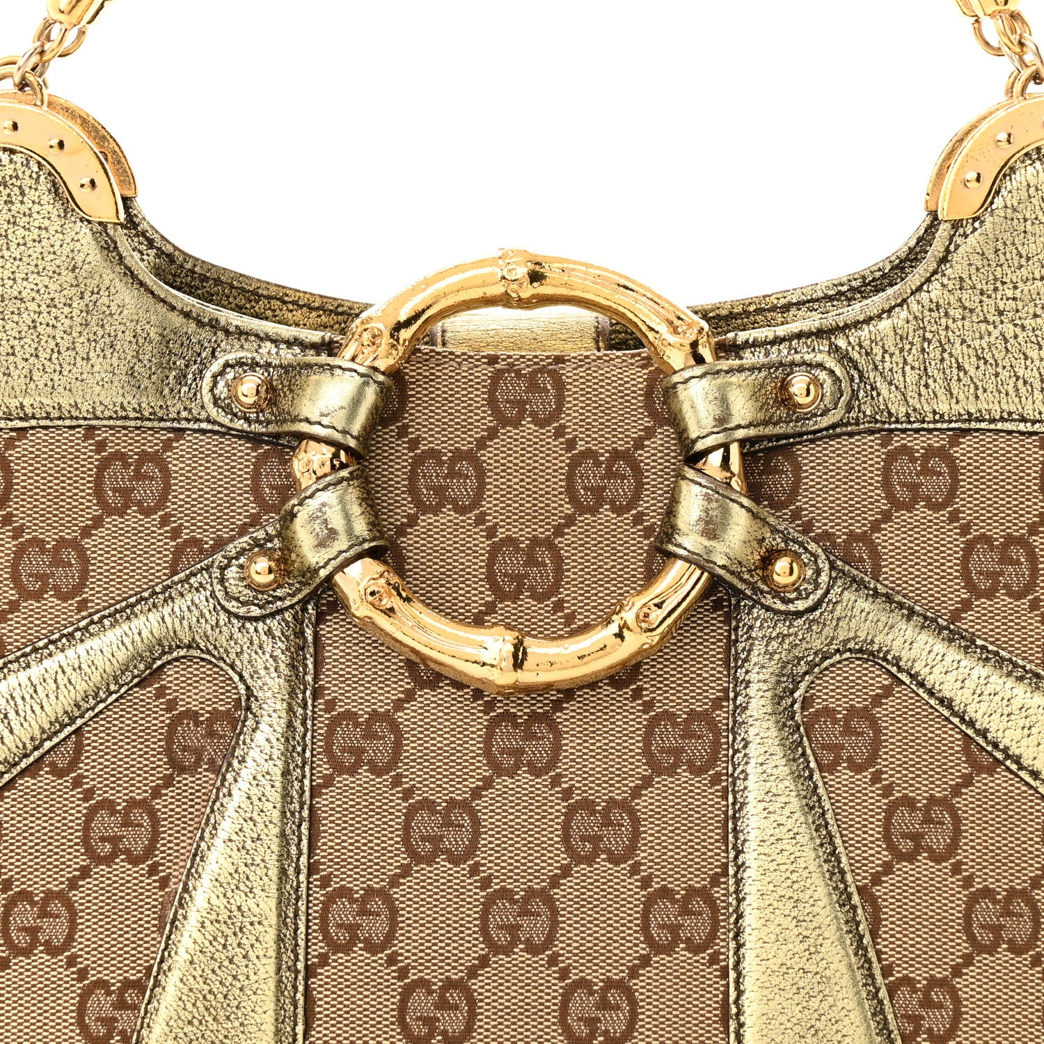 Gucci Monogram Bamboo Chain Tom Ford Shoulder Bag Metallic 8 of 12