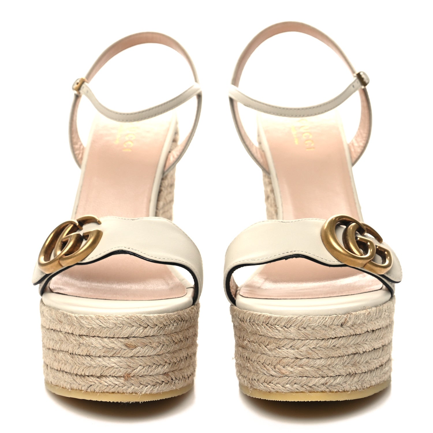 Gucci Lifford Calfskin Aitana Espadrille Platform 45/130mm Wedge Sandals 36.5 Mystic White 2 of 7