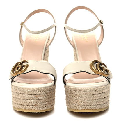 Gucci Lifford Calfskin Aitana Espadrille Platform 45/130mm Wedge Sandals 36.5 Mystic White 2 of 7