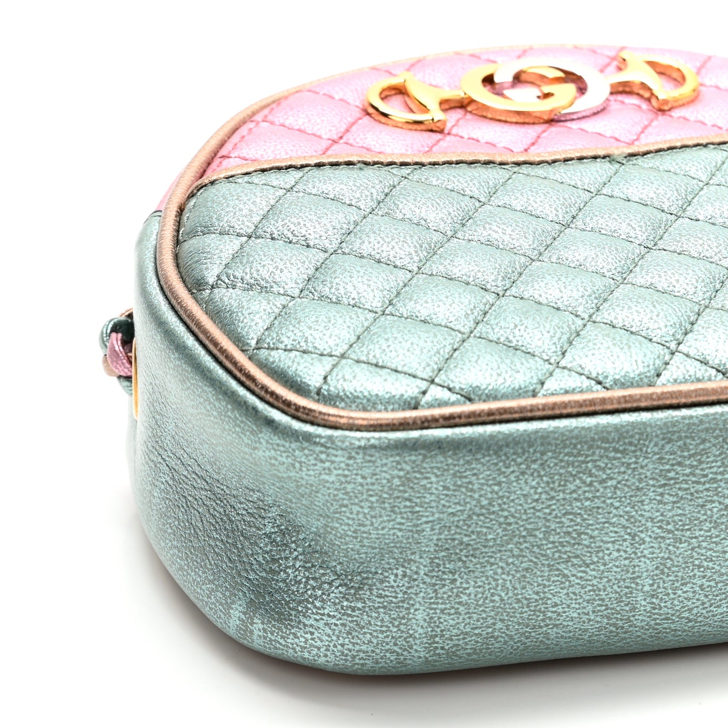 Laminated Nappa Trapuntata Mini Zumi Dome Shoulder Bag Rosa Lago Rame