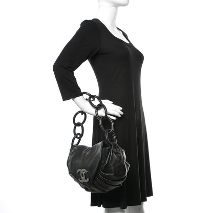 Chanel Lambskin Pleated CC Shoulder Bag Black 2 of 10