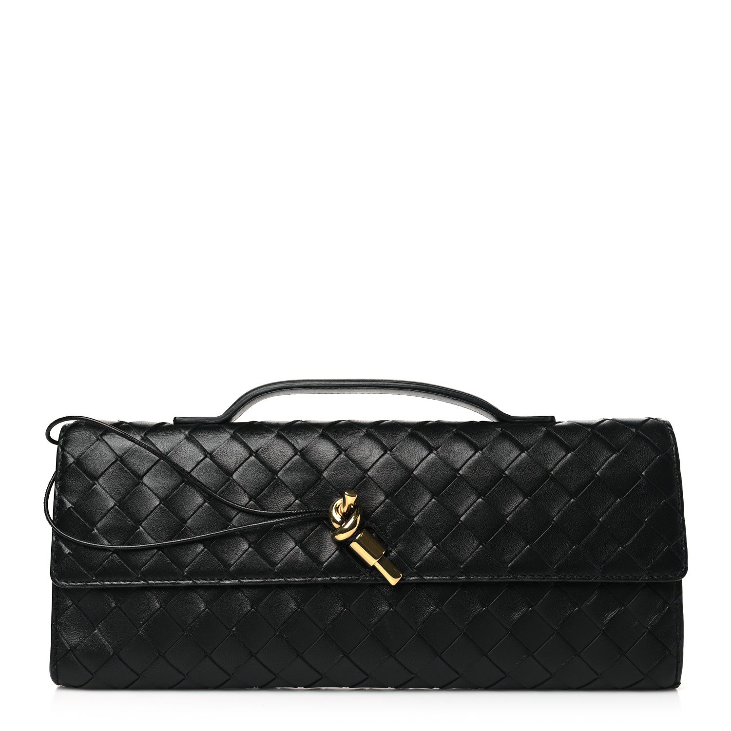 Bottega Veneta Nappa Intrecciato Long Andiamo Top Handle Clutch Black 1 of 9