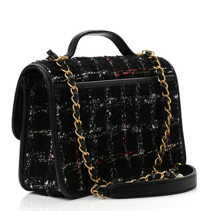 Chanel Tweed School Memory Small Top Handle Flap Black White 3 of 11