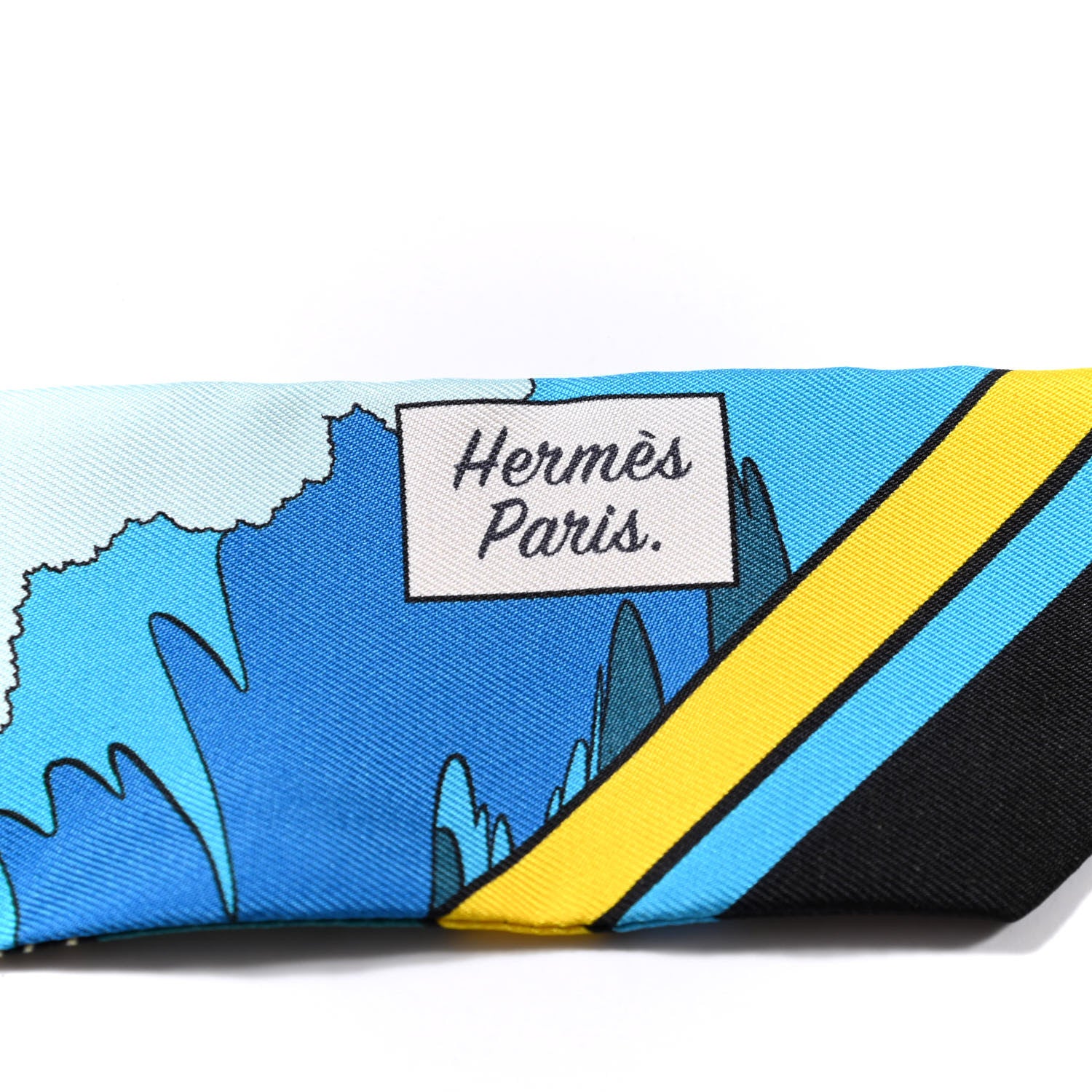 Hermes Silk Wow Twilly Bleu Azur Jaune 4 of 4