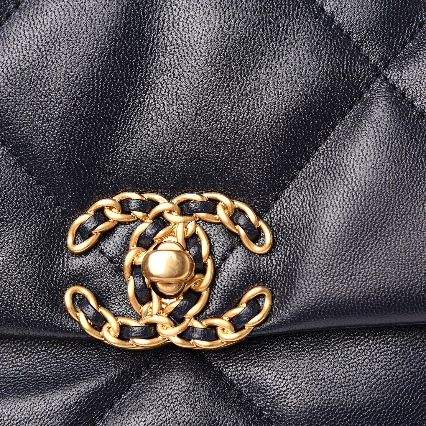 Goatskin Quilted Medium 19 Flap Navy Blue