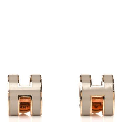 Hermes Rose Gold Lacquered Mini Pop H Earrings Marron Glace 1 of 6
