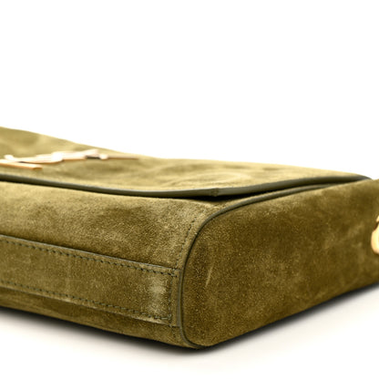 Saint Laurent Smooth Calfskin Suede Small Reversible Monogram Kate Satchel Loden Green 10 of 11