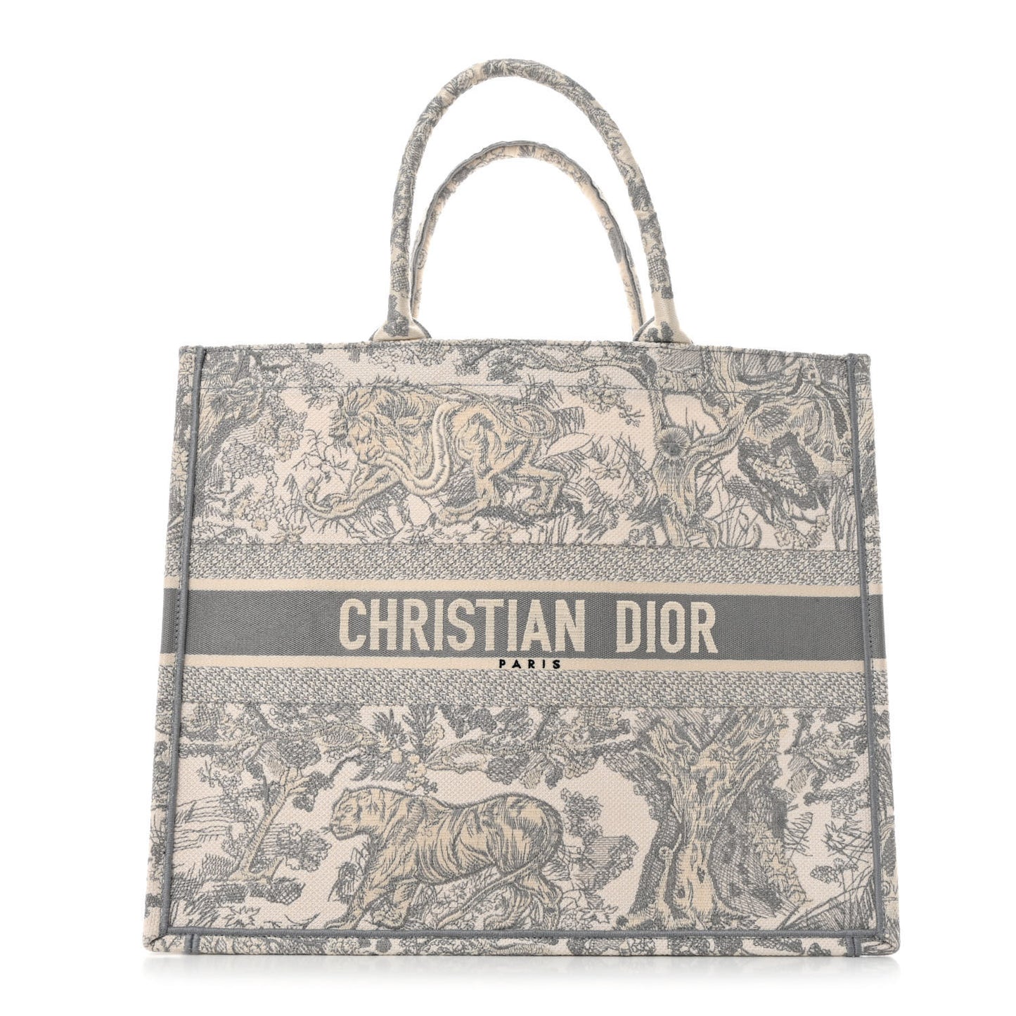 Canvas Embroidered Large Dioriviera Toile De Jouy Book Tote Gray