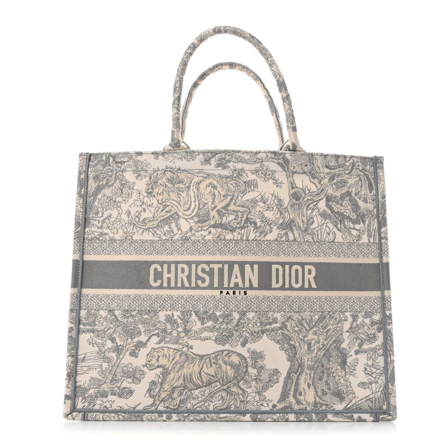Christian Dior Canvas Embroidered Large Dioriviera Toile De Jouy Book Tote Gray 1 of 10