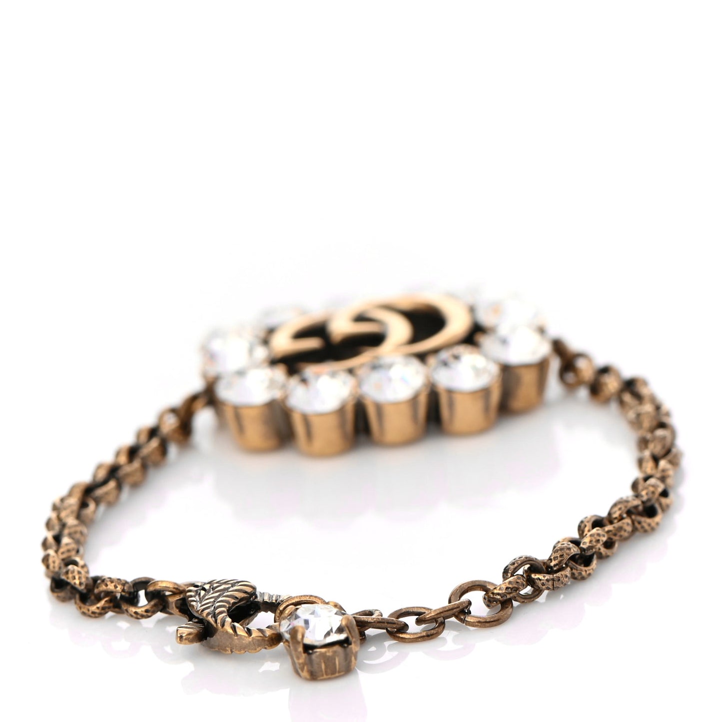 Metal Crystal Double G Bracelet Aged Gold
