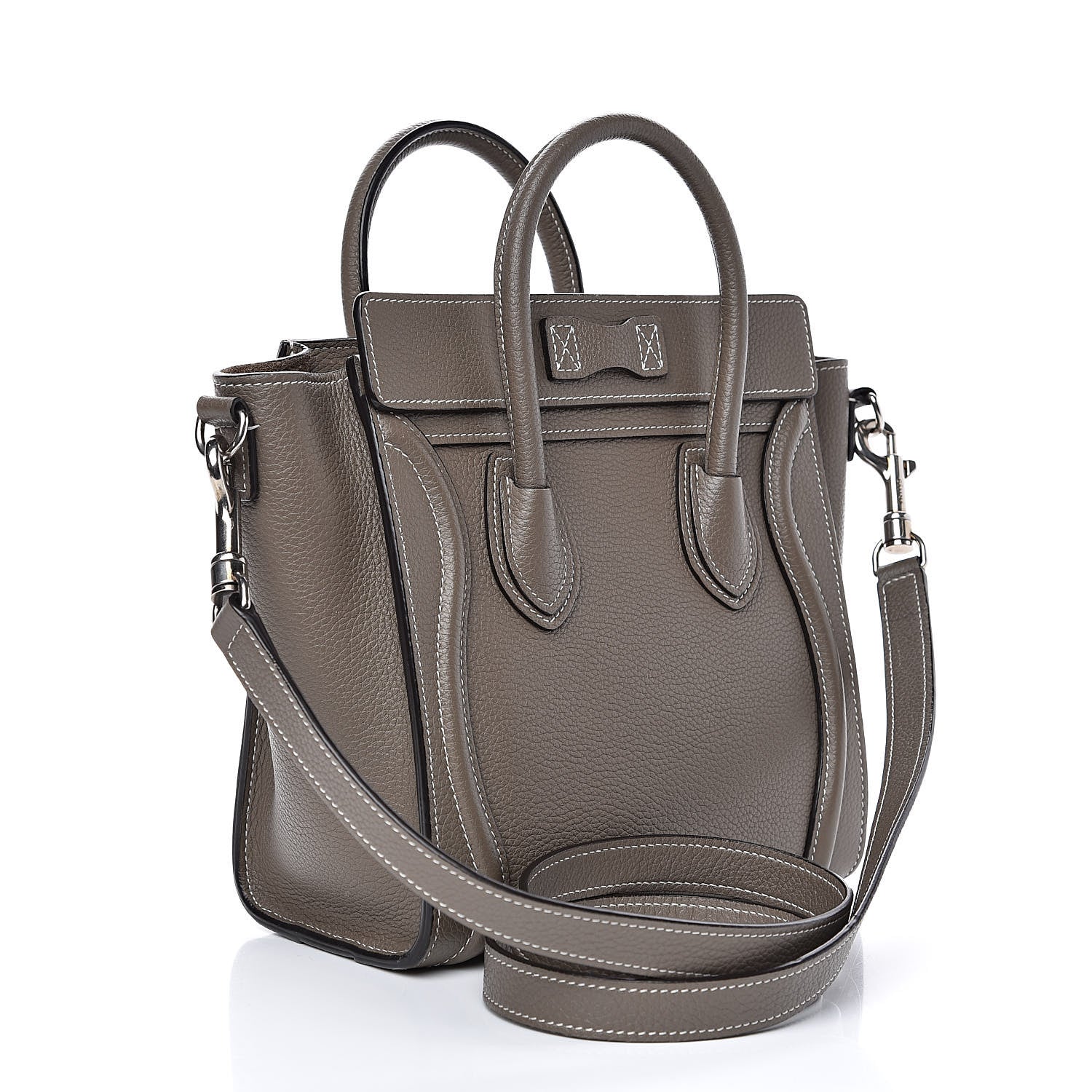 Celine Drummed Calfskin Nano Luggage Souris 3 of 12