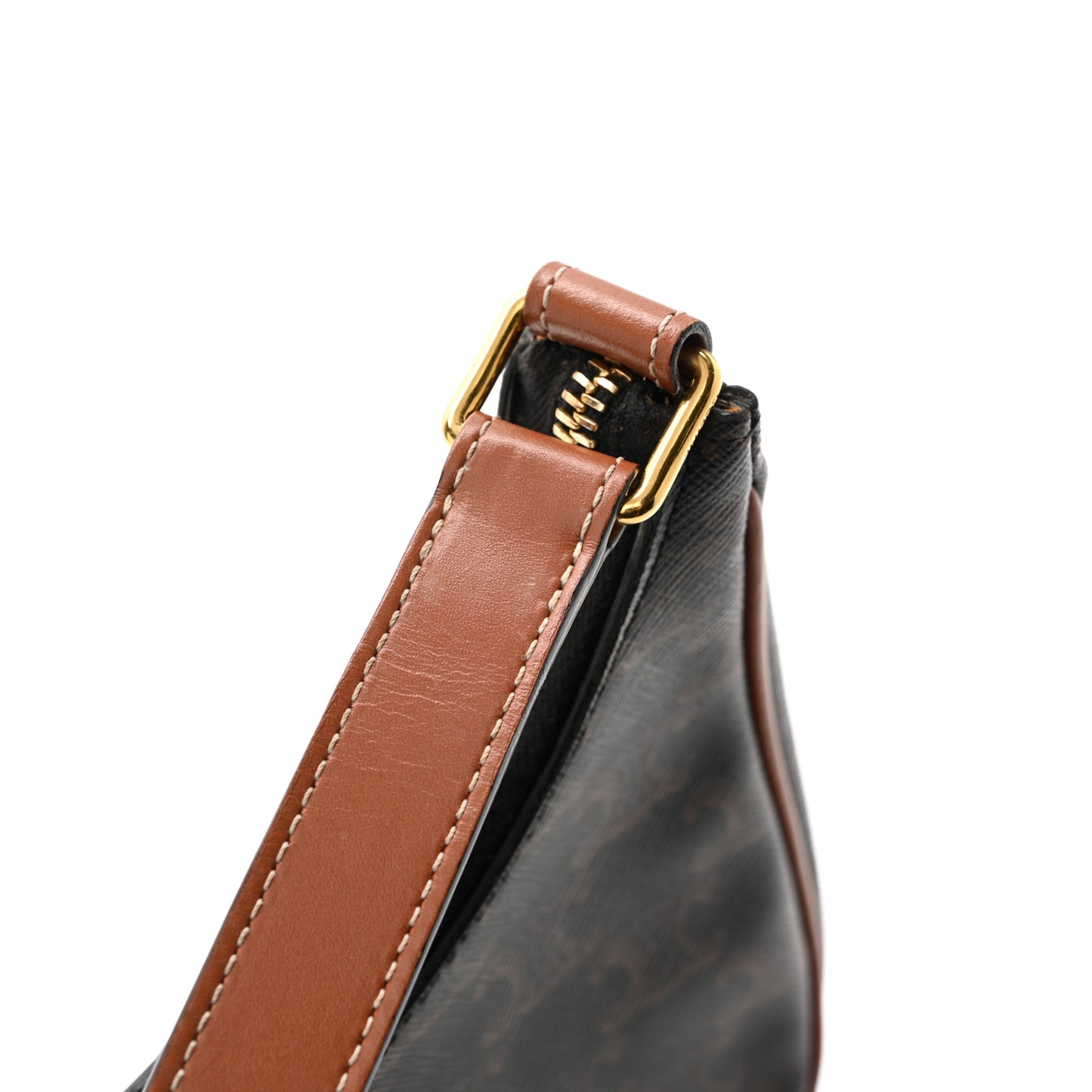 Triomphe Canvas Calfskin Ava Shoulder Bag Tan