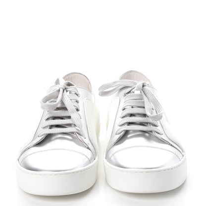 Chanel Iridescent Goatskin Sneakers 40.5 White Silver 2 of 10