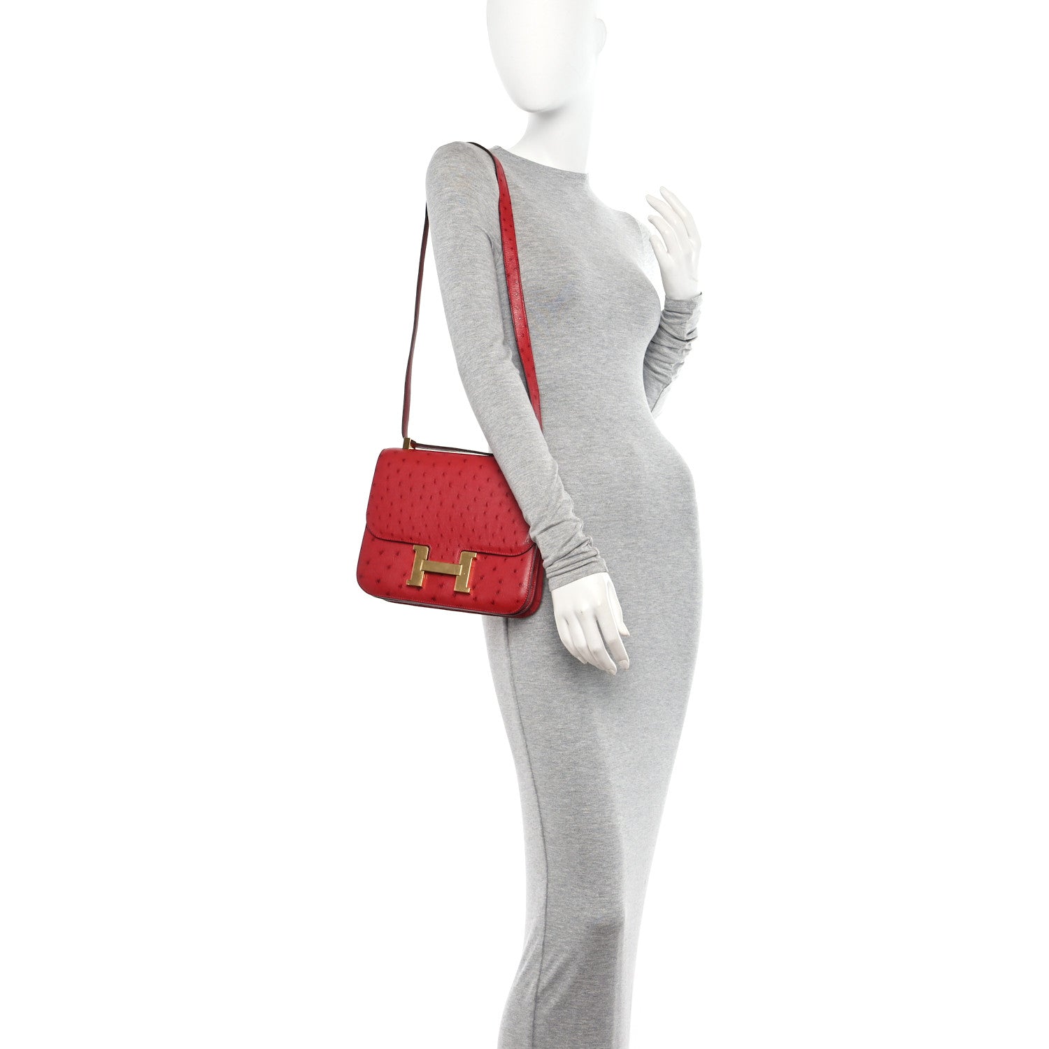 Hermes Ostrich Constance 24 Rouge Vif 2 of 16