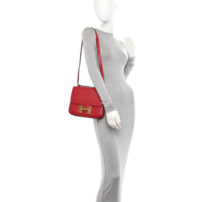 Hermes Ostrich Constance 24 Rouge Vif 2 of 16