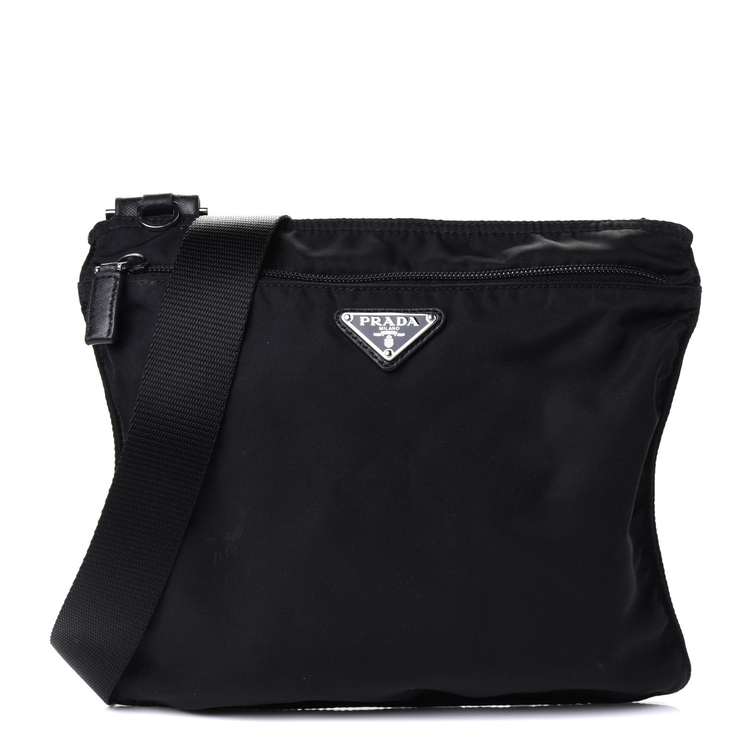 Prada Nylon Vela Flat Messenger Bag Black 1 of 5