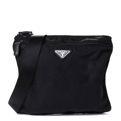 Prada Nylon Vela Flat Messenger Bag Black 1 of 5
