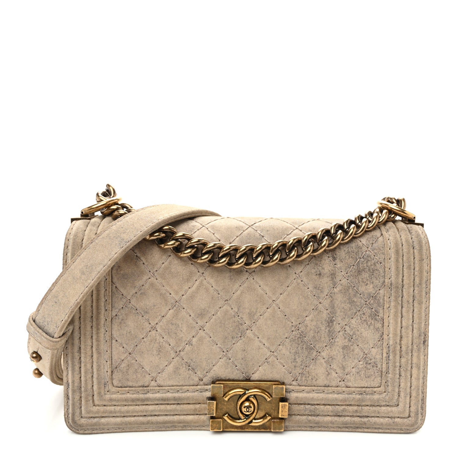 Chanel Iridescent Calfskin Quilted Medium Boy Flap Beige 1 of 12