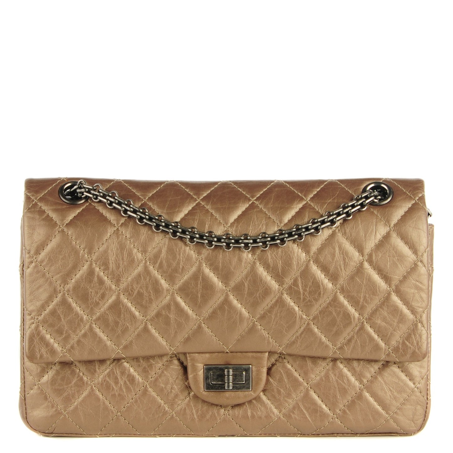 Metallic Aged Calfskin Quilted 2.55 Reissue 226 Flap Dark Gold