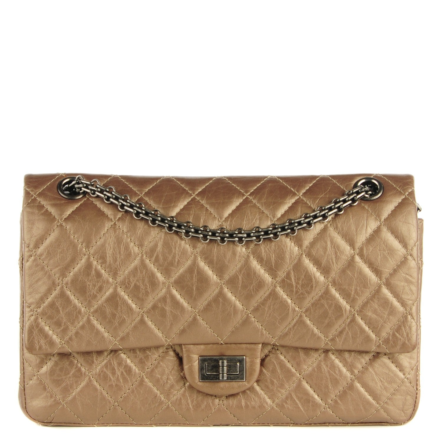 Chanel Metallic Aged Calfskin Quilted 2.55 Reissue 226 Flap Dark Gold 1 of 8