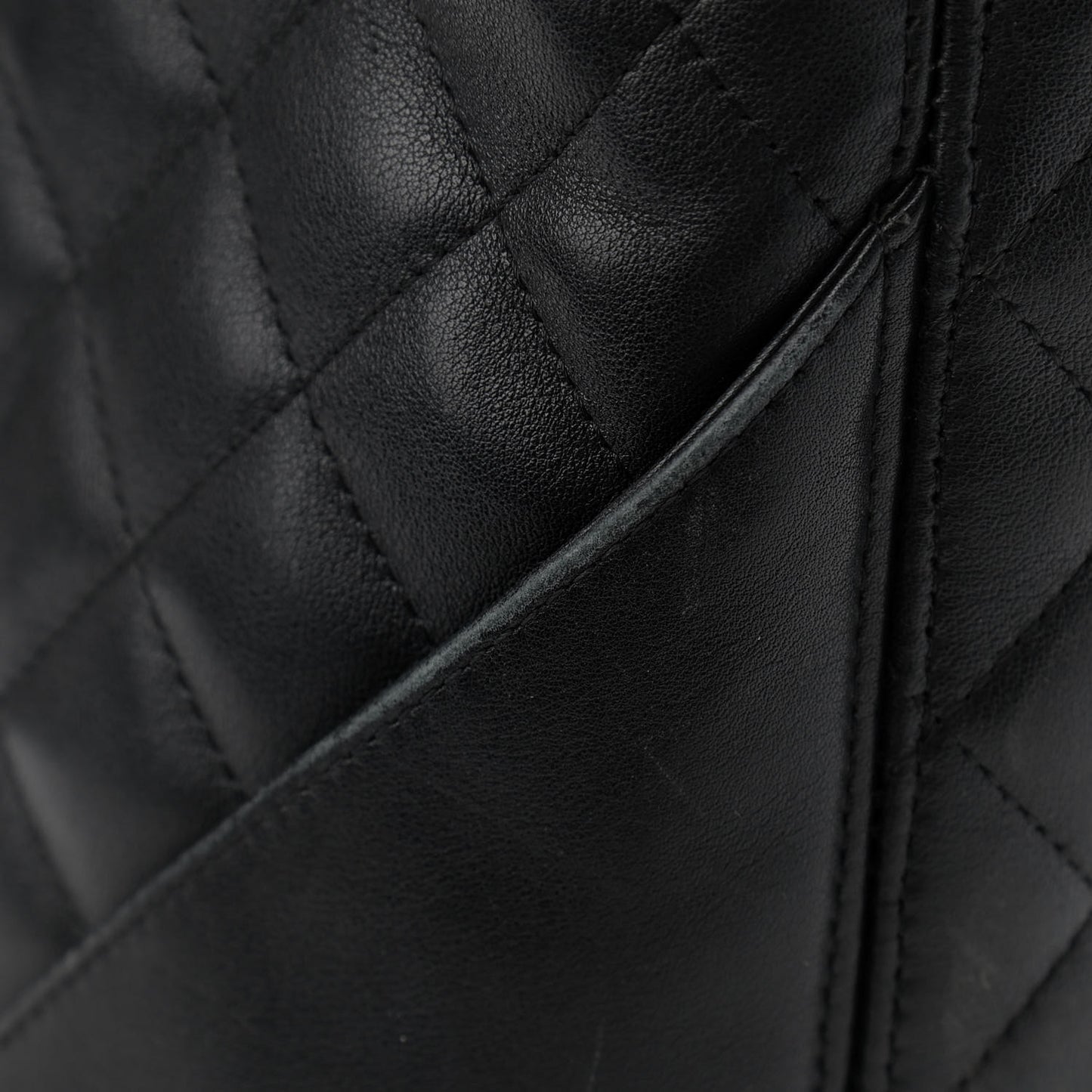 Calfskin Quilted Large Cambon Tote Black