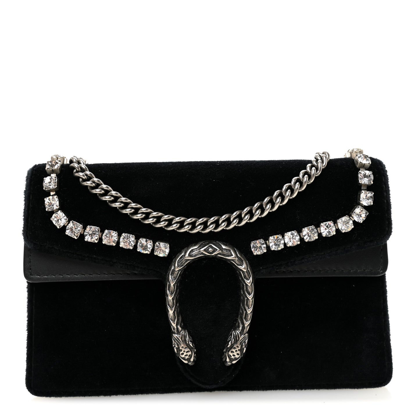 Velvet Crystal Super Mini Dionysus Shoulder Bag Black