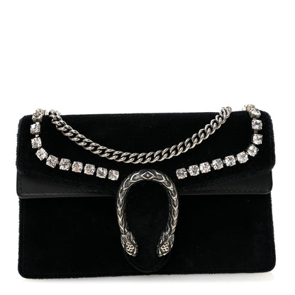 Gucci Velvet Crystal Super Mini Dionysus Shoulder Bag Black 1 of 9