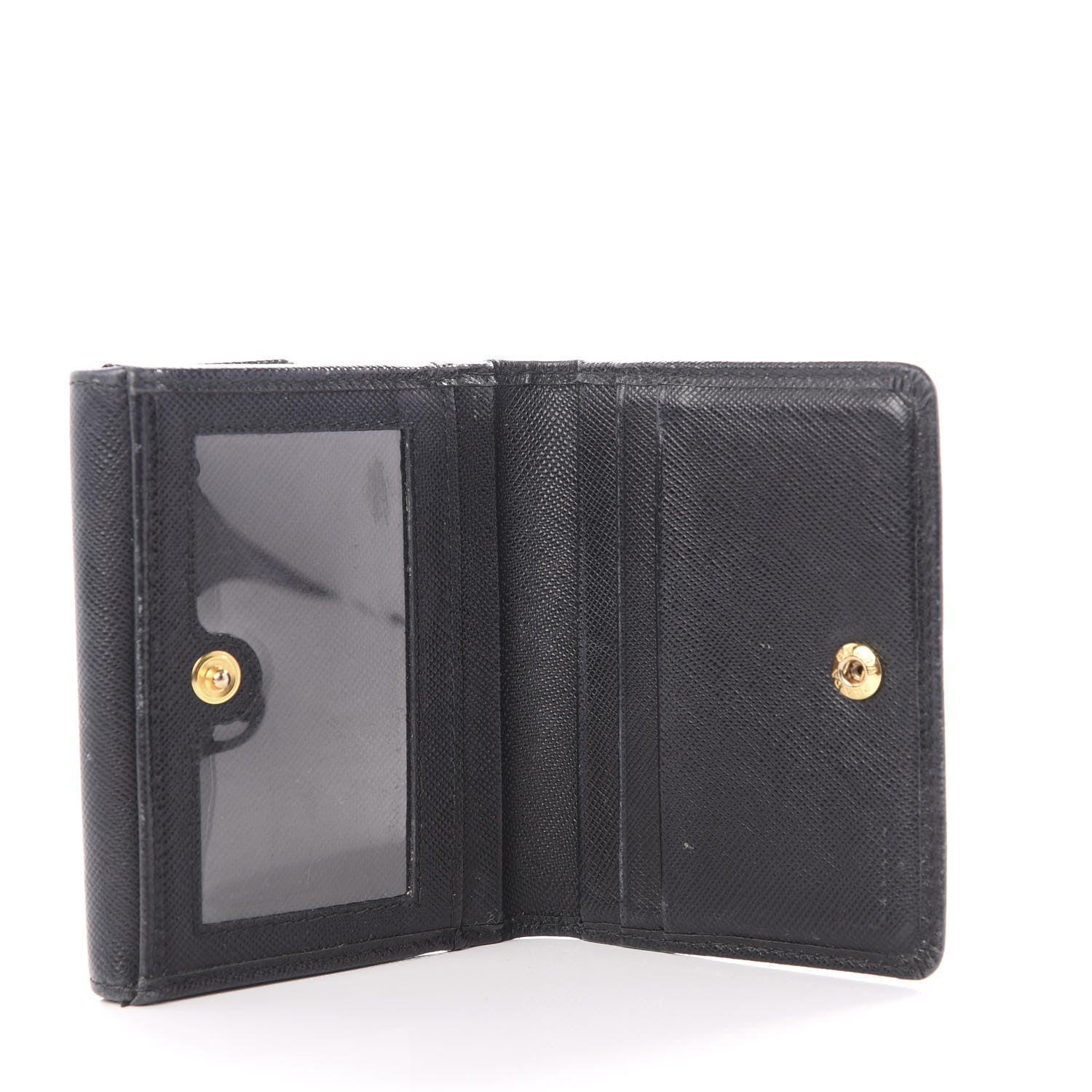 Prada Saffiano Metal Flap Compact Wallet Black 3 of 8