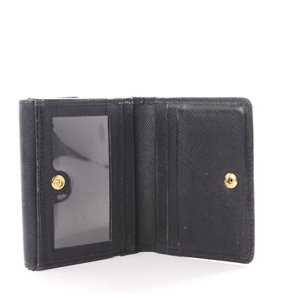 Prada Saffiano Metal Flap Compact Wallet Black 3 of 8