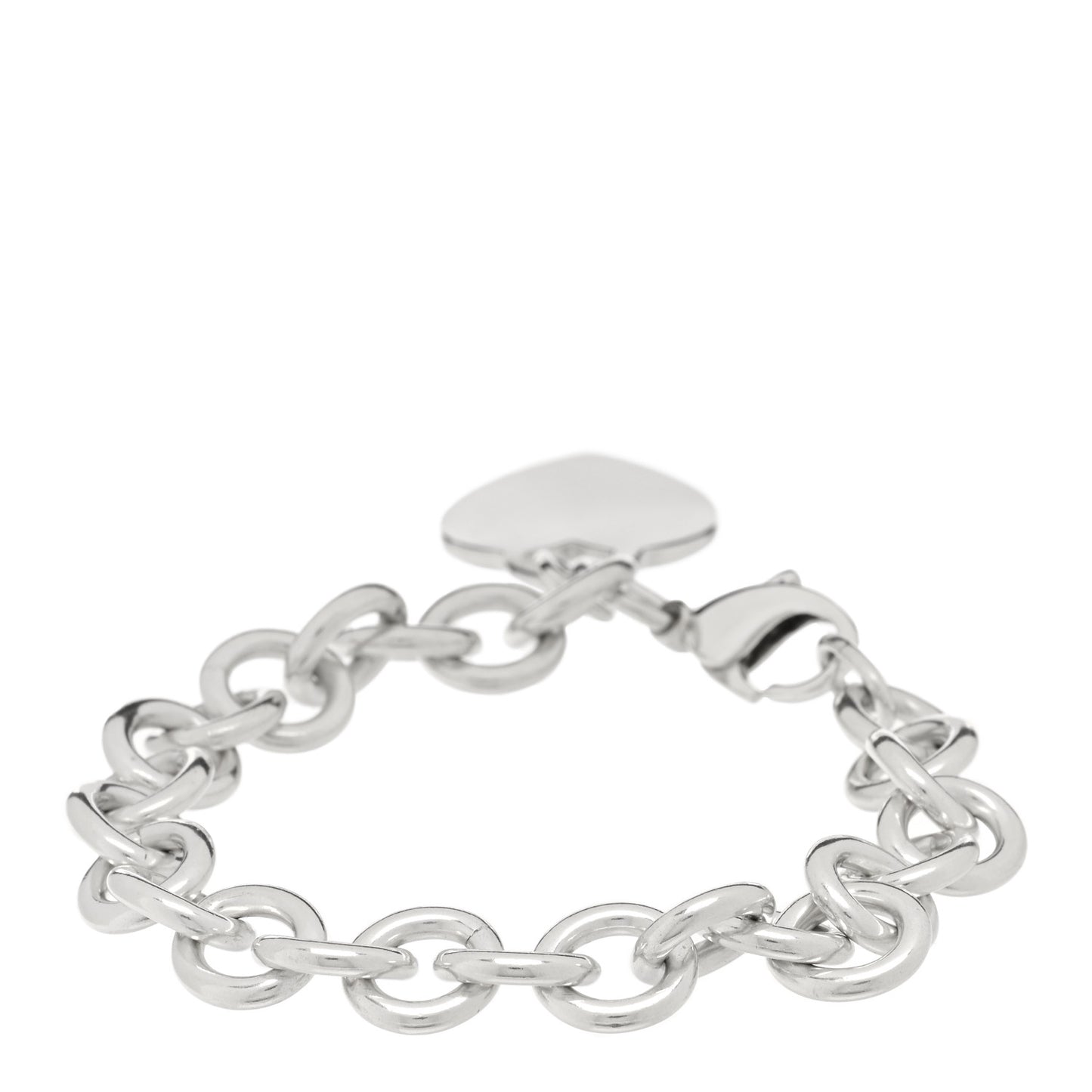 Sterling Silver Heart Tag Charm Bracelet