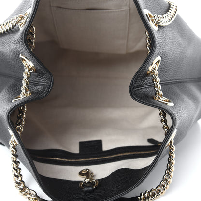 Gucci Pebbled Calfskin Medium Soho Chain Shoulder Bag Black 5 of 11